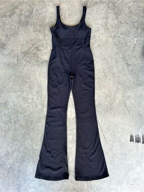 Scoop Neck Black Flared Jumpsuit
